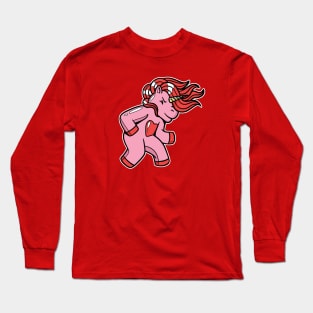 Headbanging Unicorn Rocking Out Pink Long Sleeve T-Shirt